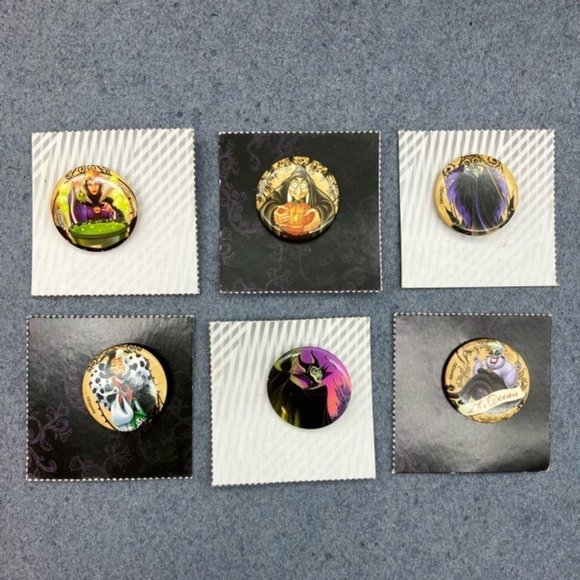 Disney | Jewelry | Disney Villains Mini Button Set 6 Pc Discontinued ...